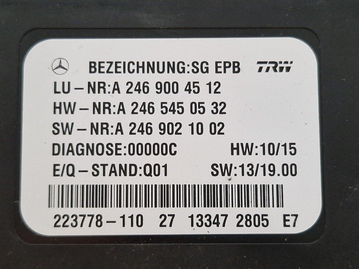 MERCEDES B CLASS W246 HANDBRAKE PARKING BRAKE CONTROL MODULE A2469004512