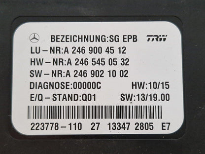 MERCEDES B CLASS W246 HANDBRAKE PARKING BRAKE CONTROL MODULE A2469004512