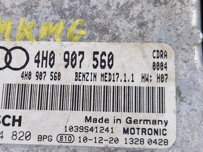 10-17 AUDI A8 4H ENGINE CONTROL UNIT ECU 4H0907560