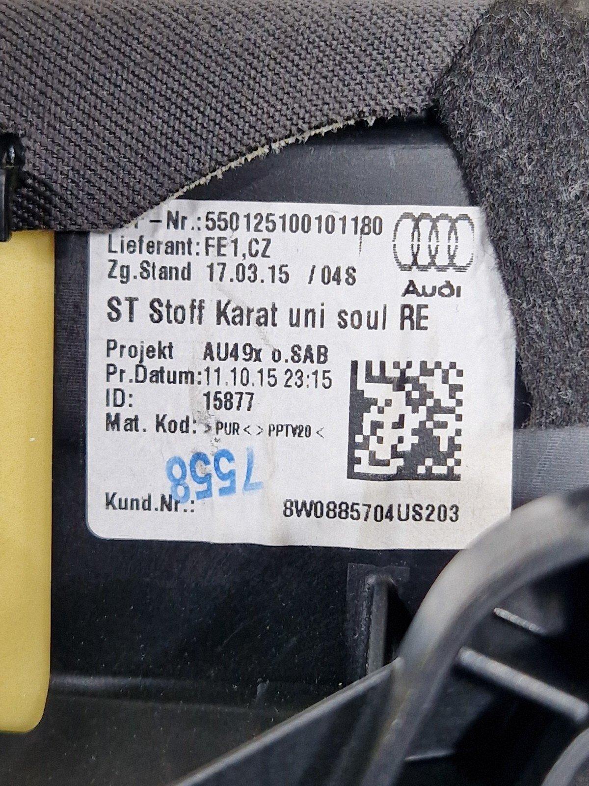 16-19 AUDI A4 B9 REAR RIGHT DRIVER SIDE BOLSTER 8W0885704
