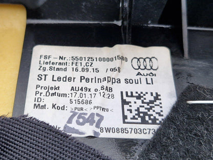 16-23 AUDI A5 F5 SPORTBACK REAR LEFT PASSENGER SIDE LEATHER BOLSTER 8W0885703