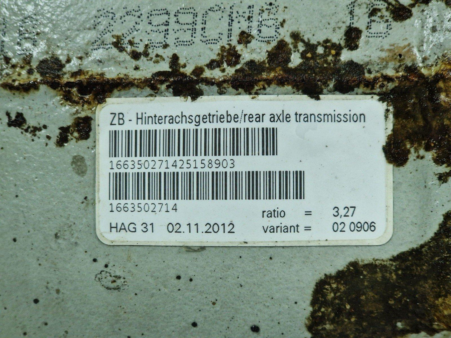 11-19 MERCEDES BENZ ML W166 GENUINE REAR DIFFERENTIAL RATIO 3.27 1663502714