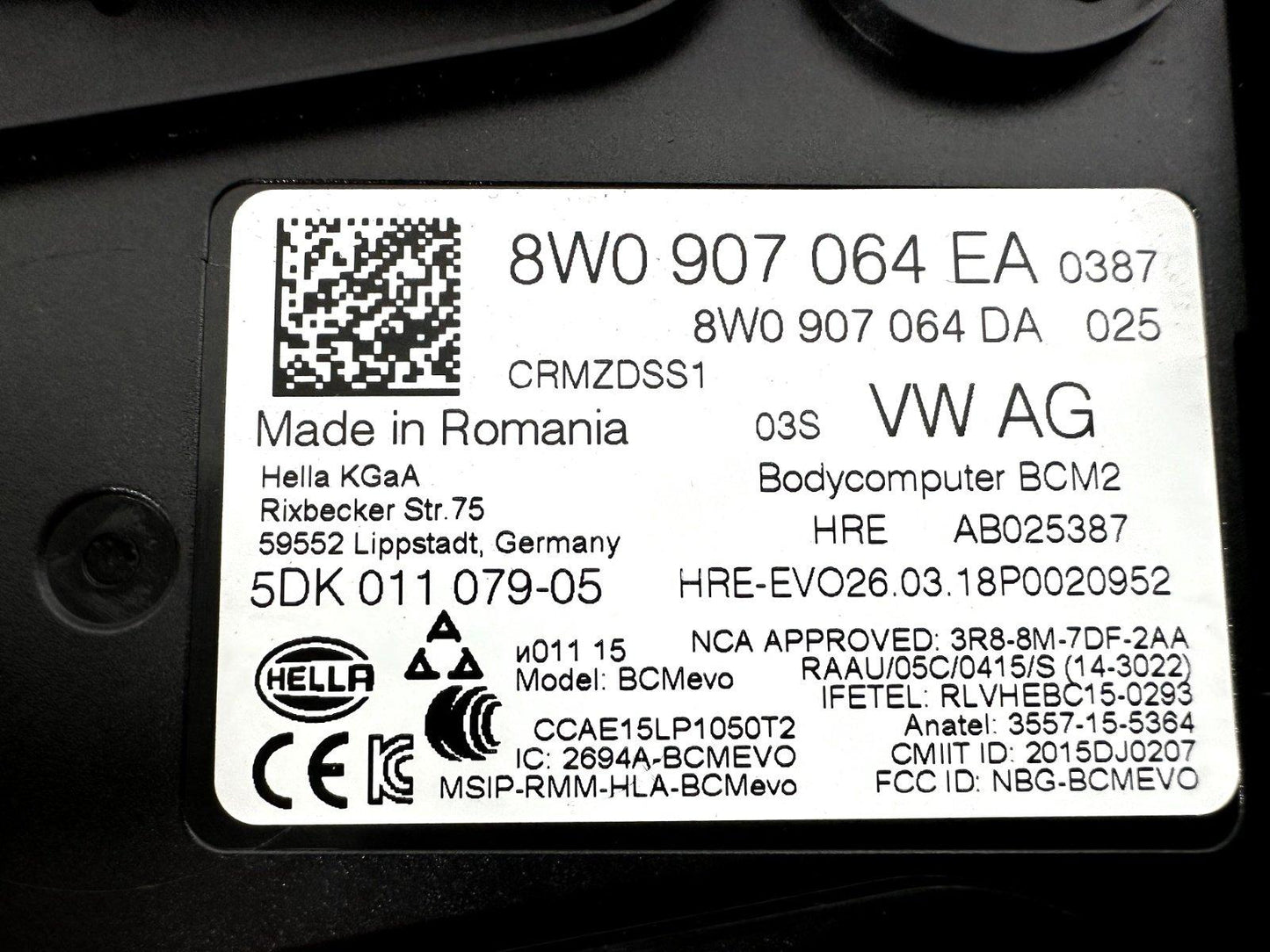 16-19 AUDI A4 B9 GENUINE BODY COMFORT/CONVENIENCE  CONTROL UNIT 8W0907064