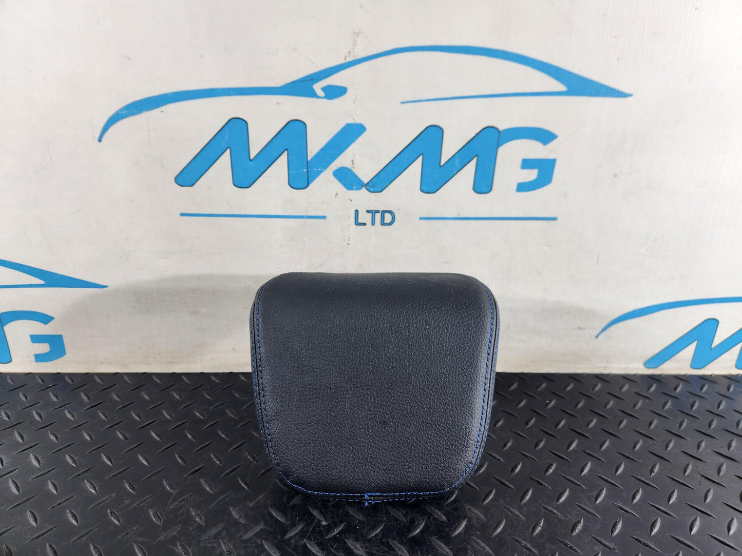BMW 118i F40 Rear Seat Black Leather Headrest Blue Stiching