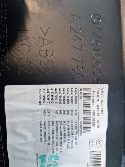 Mercedes-Benz B200d B-Class W247 SUV Left Rear Door Inner Panel