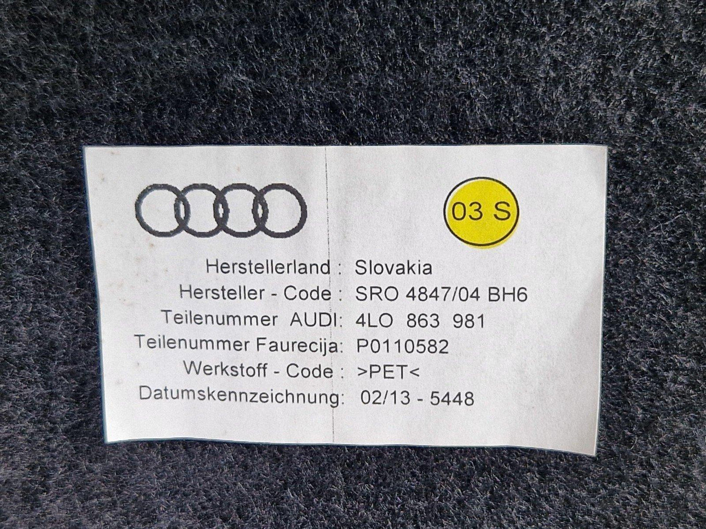 10-15 AUDI Q7 4L GENUINE OEM REAR LEFT SIDE DOOR CARD PANEL TRIM 4L0867305