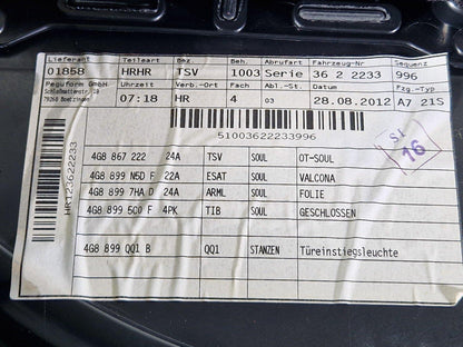 10-18 AUDI A7 4G S-LINE GENUINE REAR RIGHT DOOR CARD PANEL COVER 4G8867306