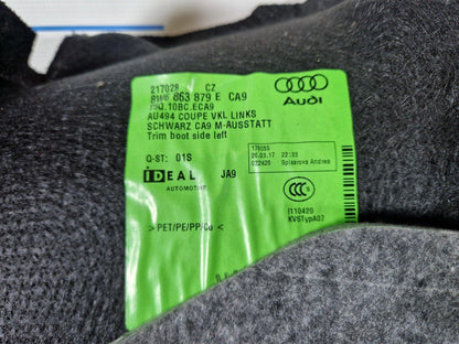 17-24 AUDI S5 F5 GENUINE LEFT SIDE TRUNK BOOT COMPARTMENT PANEL TRIM 8W6863879E
