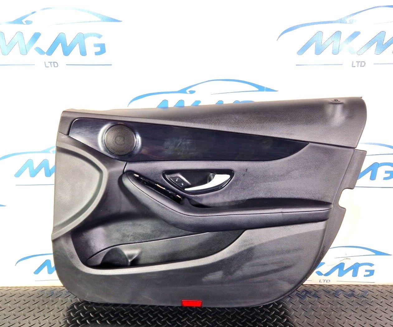 14-21 MERCEDES BENZ C200 W205 FRONT DRIVERS SIDE DOOR CARD BLACK LEATHER