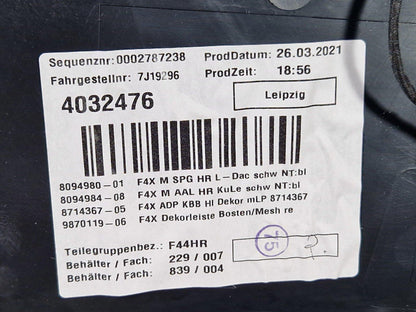20-ON BMW 2 SERIES M-SPORT F44 REAR O/S LEATHER DOOR CARD PANEL BLUE STITCHING