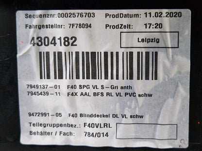 20-24 BMW 1 SERIES F40 FRONT LEFT PASSENGER SIDE DOOR CARD 9893809