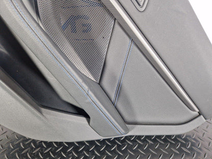 20-ON BMW 2 SERIES M-SPORT F44 REAR O/S LEATHER DOOR CARD PANEL BLUE STITCHING