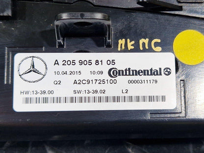 14-21 MERCEDES-BENZ C-CLASS C250D W205 CLIMATE HEATER CONTROL PANEL A2059058105