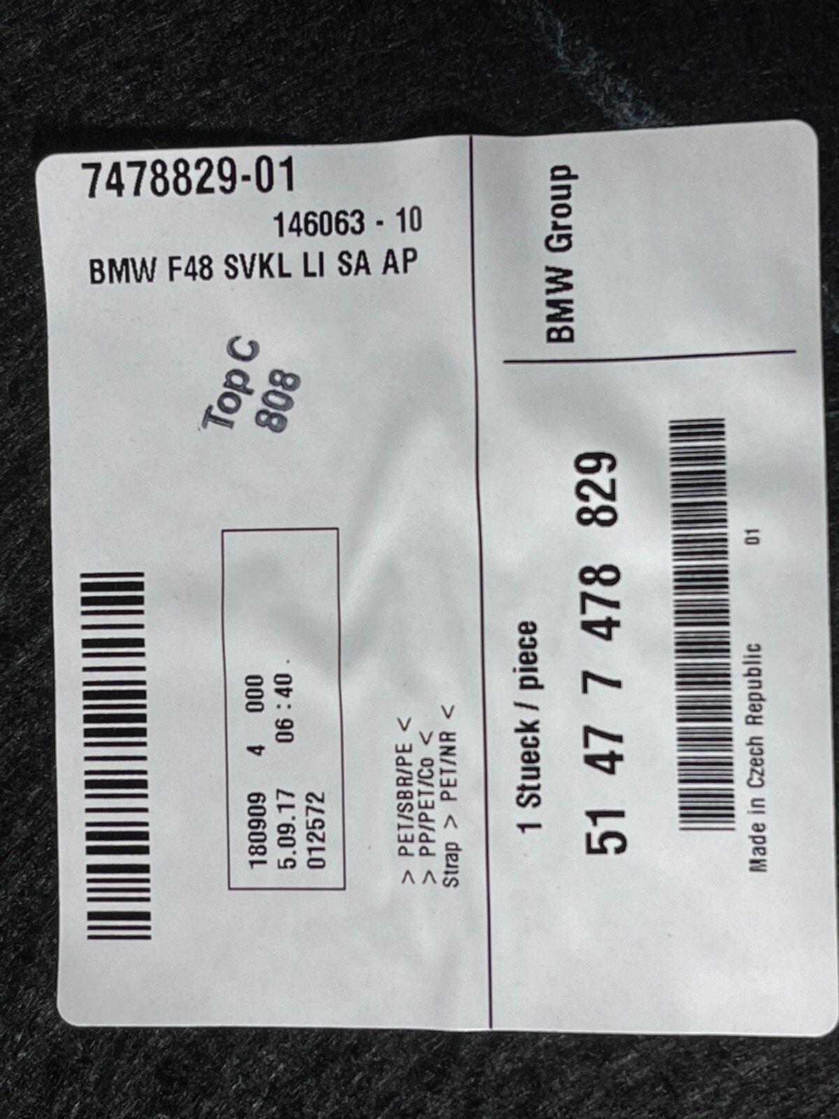 16-22 BMW X1 F48 GENUINE REAR LEFT SIDE BOOT TRIM SIDE PANEL COVER 7478829