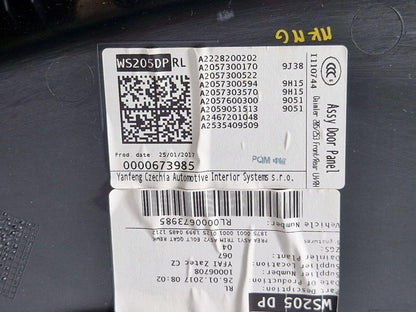 14-21 MERCEDES BENZ C220d W205 REAR LEFT SIDE DOOR CARD PANEL A2057300594