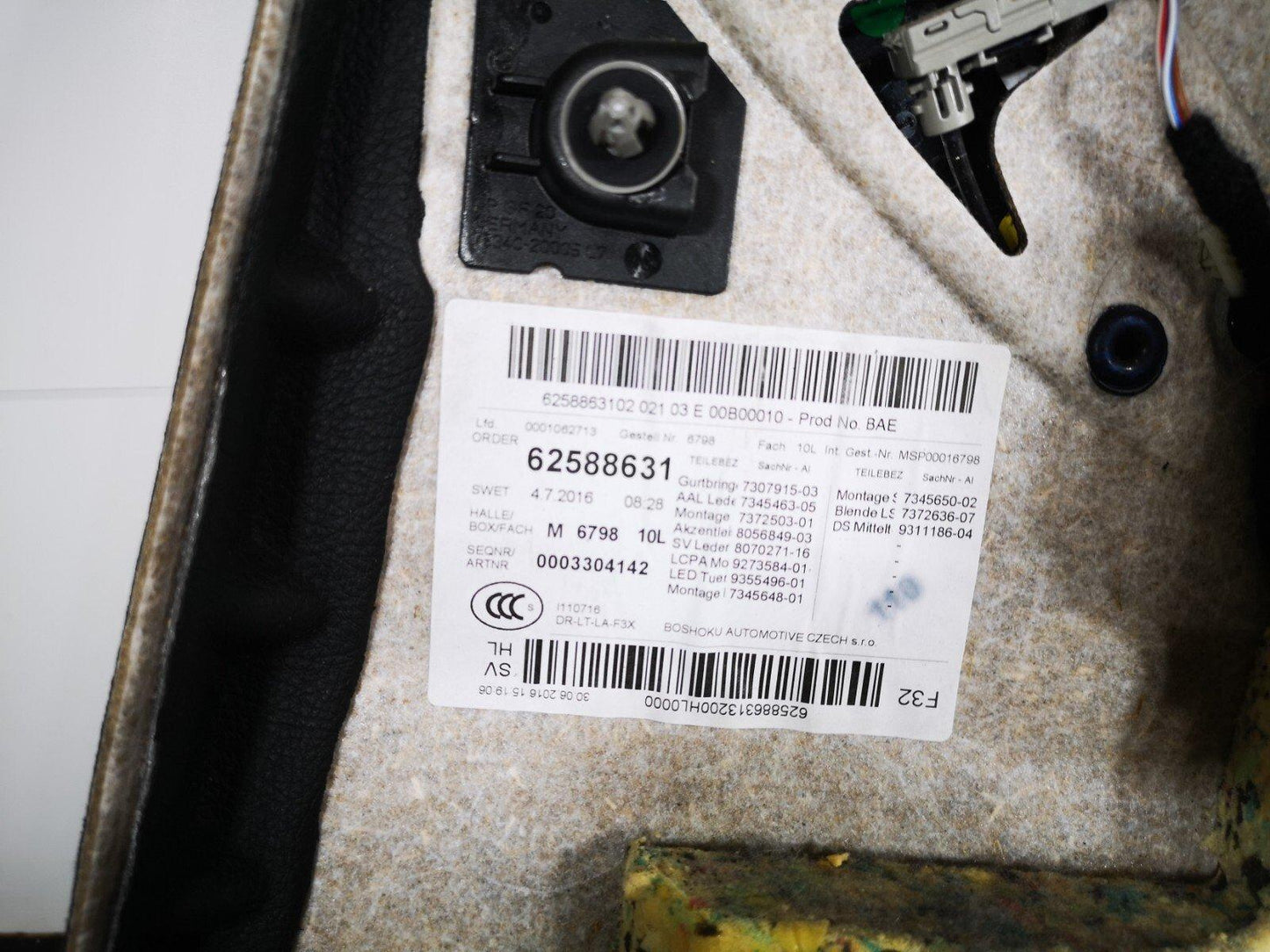 14-20 BMW 4-SERIES M-SPORT F32 GENUINE REAR LEFT PASSENGER SIDE INERRIOR PANEL