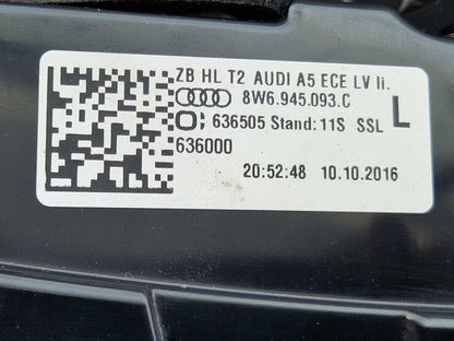 16-24 AUDI A5 F5 COUPE GENUINE REAR LEFT N/S TAILGATE INNER LED LIGHT 8W6945093C