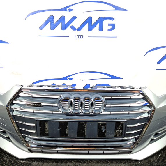 16-20 AUDI Q7 4M GENUINE S-LINE COMPLETE FRONT BUMPER IN SILVER LZ7G