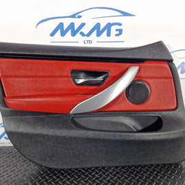 12-18 BMW 4 SERIES F36 LCI M-SPORT FRONT LEFT N/S DOOR CARD PANEL RED LEATHER
