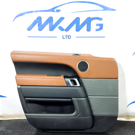 13-23 RANGE ROVER SPORT L494 OEM FRONT LEFT N/S BROWN LEATHER DOOR CARD PANEL