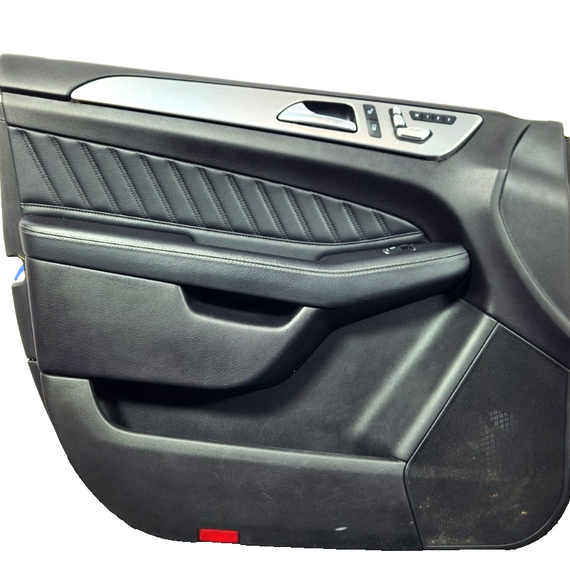 11-19 MERCEDES BENZ ML W166 OEM COMPLETE FRONT LEFT N/S BLACK LEATHER DOOR CARD