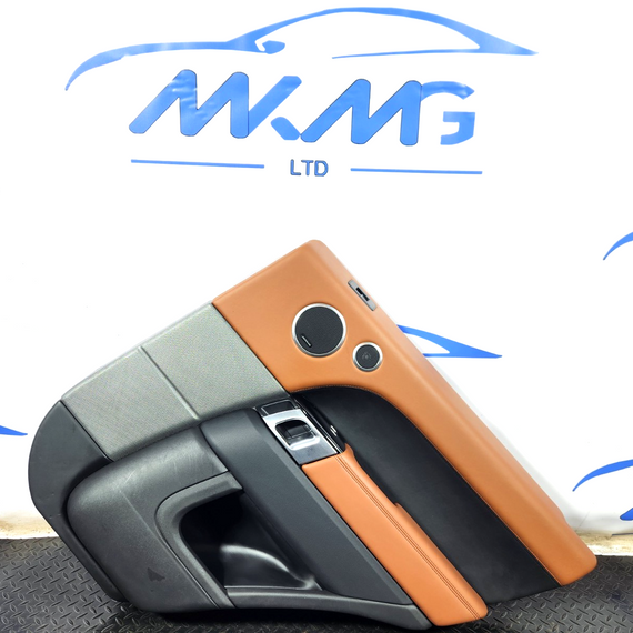 13-23 RANGE ROVER SPORT L494 OEM REAR RIGHT O/S/R BROWN LEATHER DOOR CARD PANEL