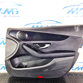 14-21 MERCEDES BENZ C200 W205 FRONT DRIVERS SIDE DOOR CARD BLACK LEATHER