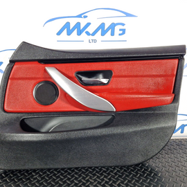 12-18 BMW 4 SERIES F36 LCI M-SPORT FRONT RIGHT O/S DOOR CARD PANEL RED LEATHER