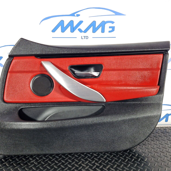 12-18 BMW 4 SERIES F36 LCI M-SPORT FRONT RIGHT O/S DOOR CARD PANEL RED LEATHER