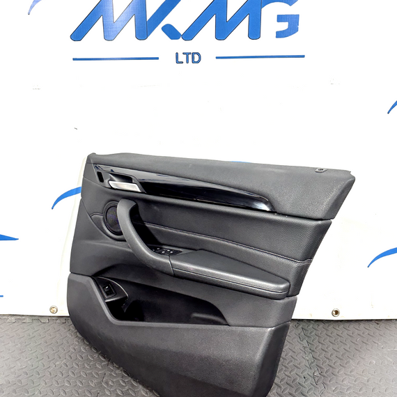 16-22 BMW X1 F48 FRONT RIGHT SIDE BLACK LEATHER DOOR CARD WITH WINDOW SWITCH