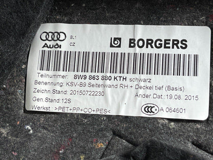 16-19 AUDI A4 B9 STATE GENUINE REAR RIGHT DRIVER SIDE BOOT TRIM PANEL 8W9863880