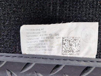 15-18 AUDI A7 4G GENUINE SET OF 2 REAR RIGHT & LEFT FLOOR BLACK MATS 4G0864450