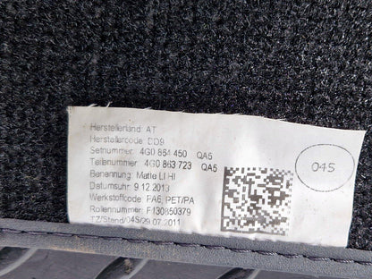 15-18 AUDI A7 4G GENUINE SET OF 2 REAR RIGHT & LEFT FLOOR BLACK MATS 4G0864450