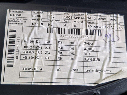 10-18 AUDI A7 4G S-LINE RHD REAR LEFT /PASSENGER NSR LEATHER DOOR CARD 4G8867305