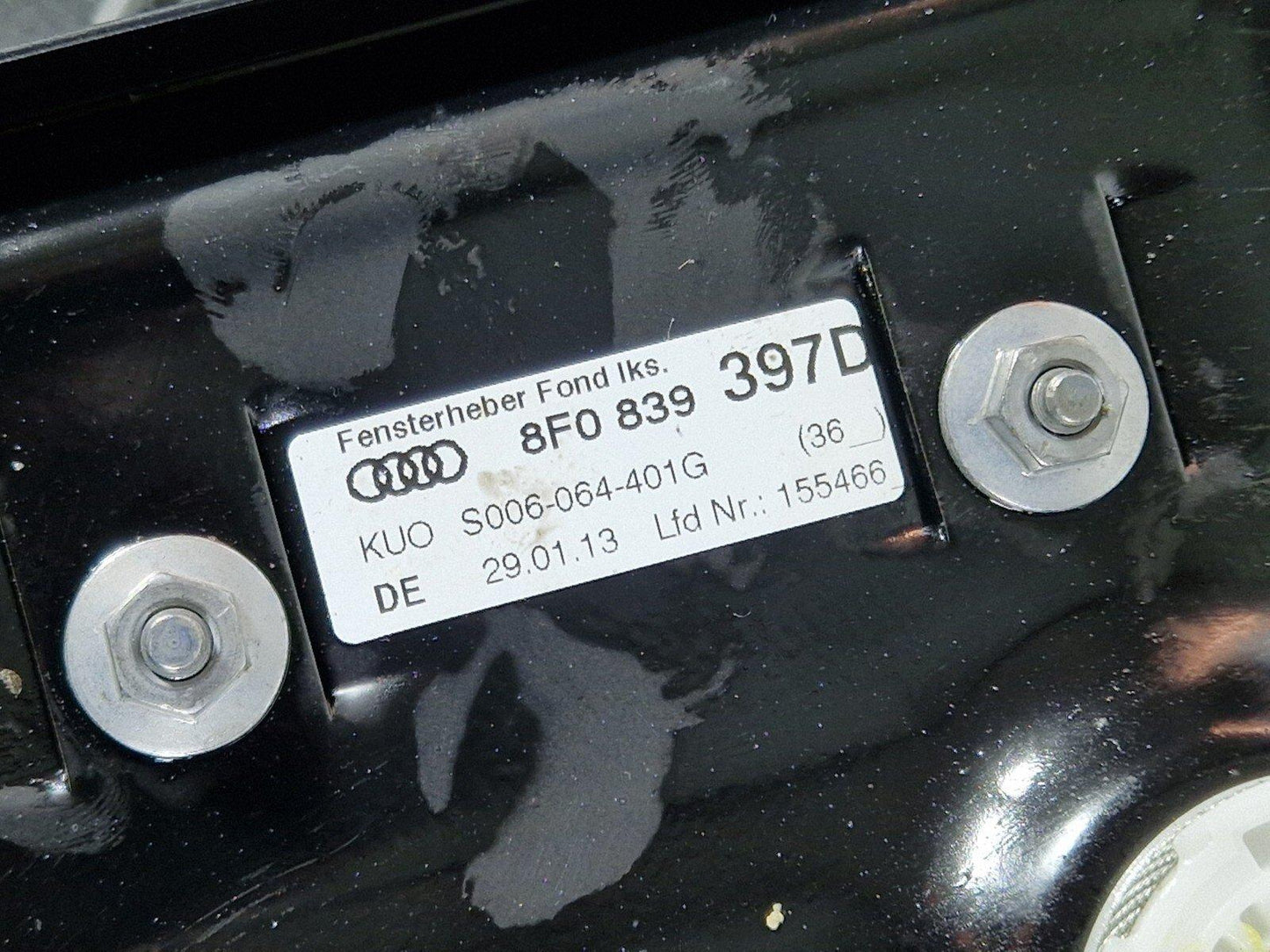 12-17 AUDI S5 CONVERTIBLE REAR LEFT PASSENGER SIDE WINDOW REG & MOTOR 8F0839397D