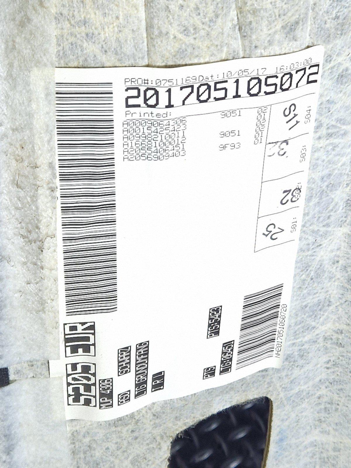 14-21 MERCEDES BENZ C300h W205 OEM GENUINE HEADLINER A0009064306 A0015425423