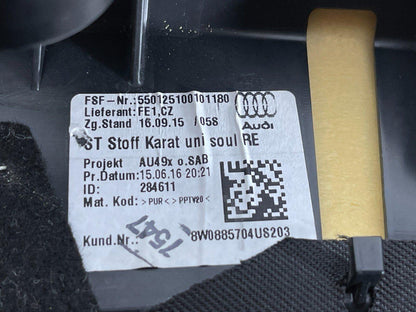 16-19 AUDI A4 B9 ESTATE GENUINE REAR RIGHT DRIVER SIDE CLOTH BOLSTER 8W0885704