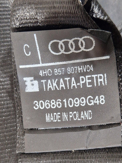 10-17 AUDI A8 4H REAR MIDDLE CENTER SEAT BELT 4H0857737A 4H0857807H
