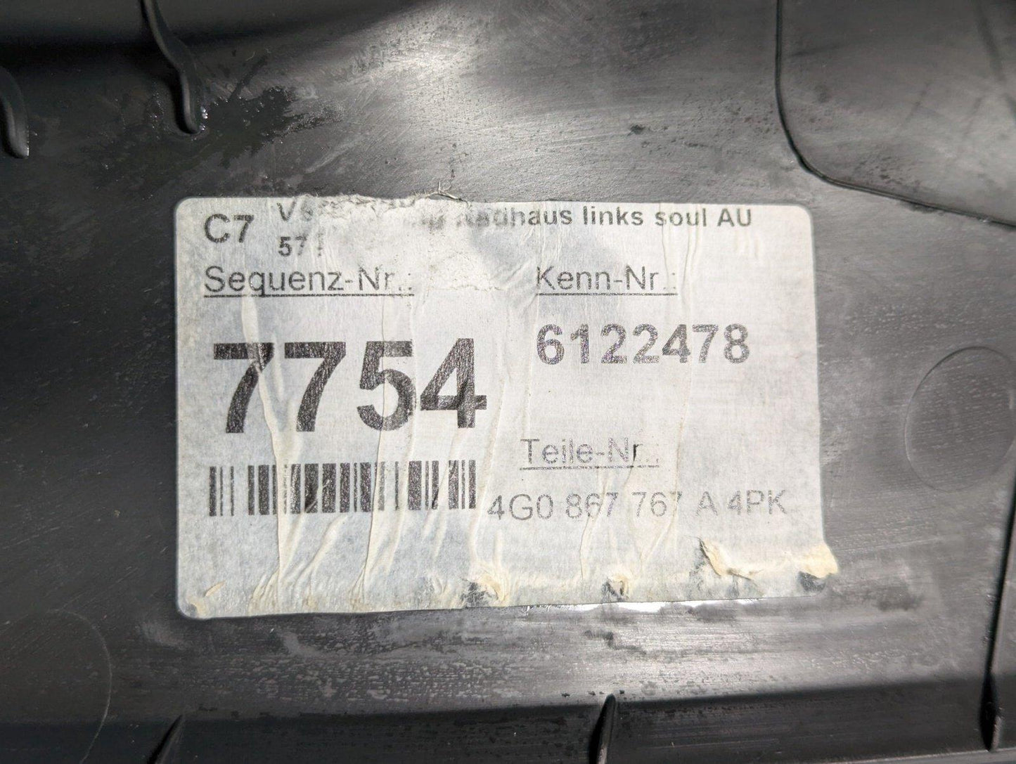 12-18 AUDI A6 C7 GENUINE REAR LEFT LOWER C PILLAR TRIM BLACK 4G0867767A