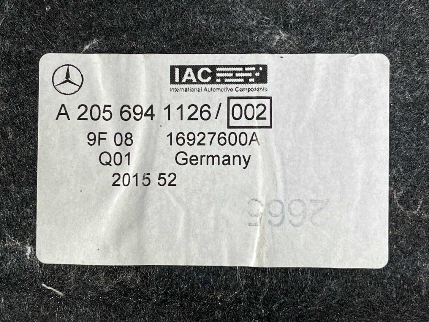 14-21 MERCEDES BENZ C350e W205 Rear Boot Floor Liner Panel Cover A2056941126