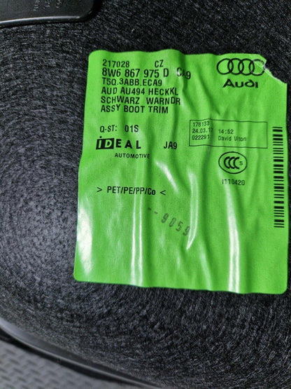 17-24 AUDI S5 F5 GENUINE OEM REAR LID TAILGATE BOOT TRUNK TRIM PANEL 8W6867975D