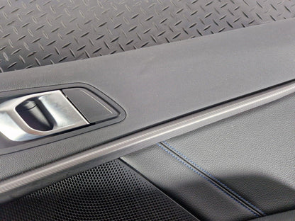 20-ON BMW 2 SERIES M-SPORT F44 REAR O/S LEATHER DOOR CARD PANEL BLUE STITCHING