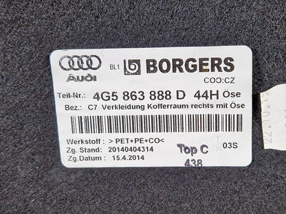 12-18 AUDI A6 C7 REAR RIGHT SIDE BOOT PANEL COVER 4G5863888D 4G5863992D