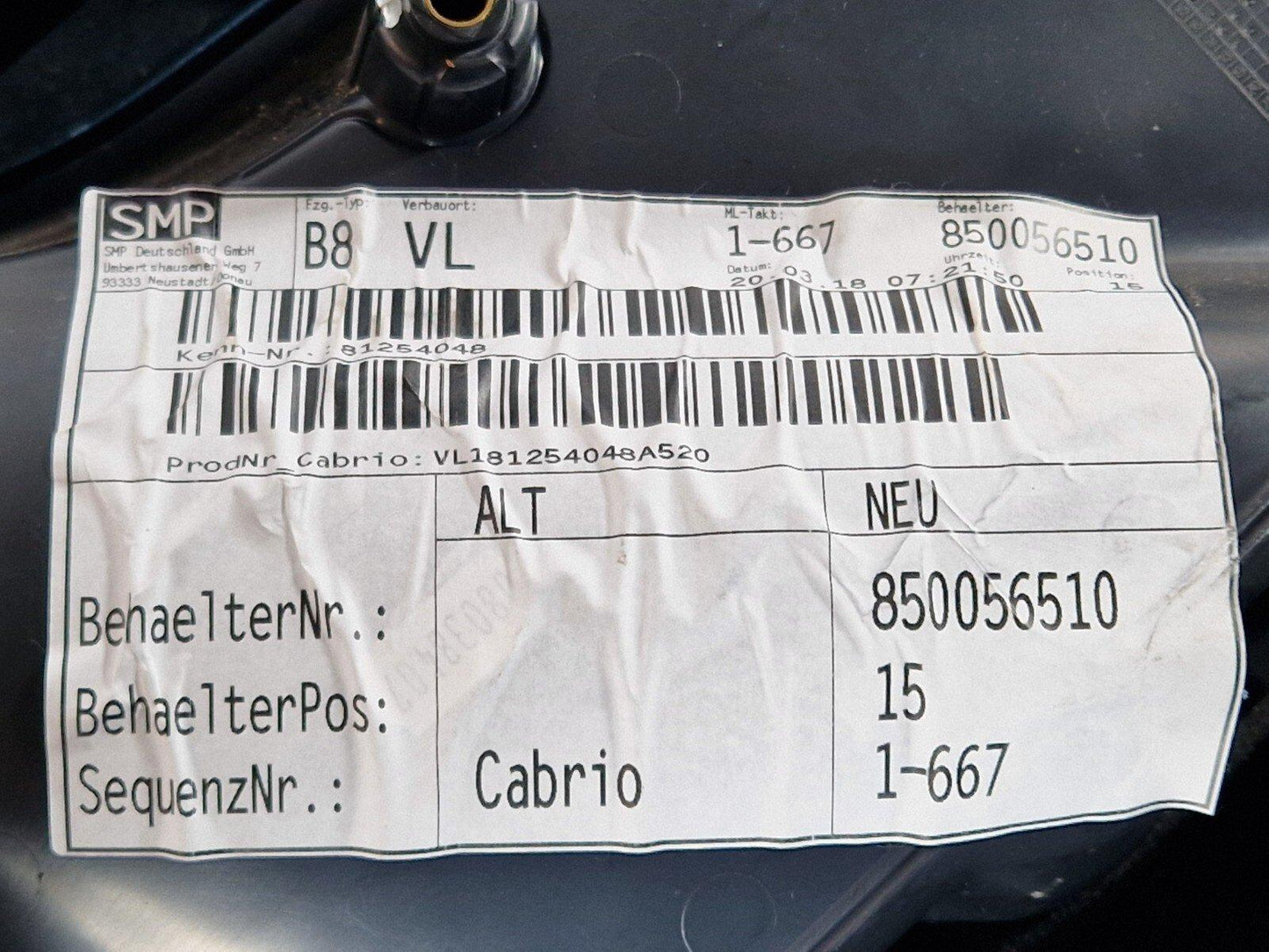16-24 AUDI A5 F5 S-LINE CONVERTIBLE FRONT LEFT SIDE DOOR CARD 8W6867133
