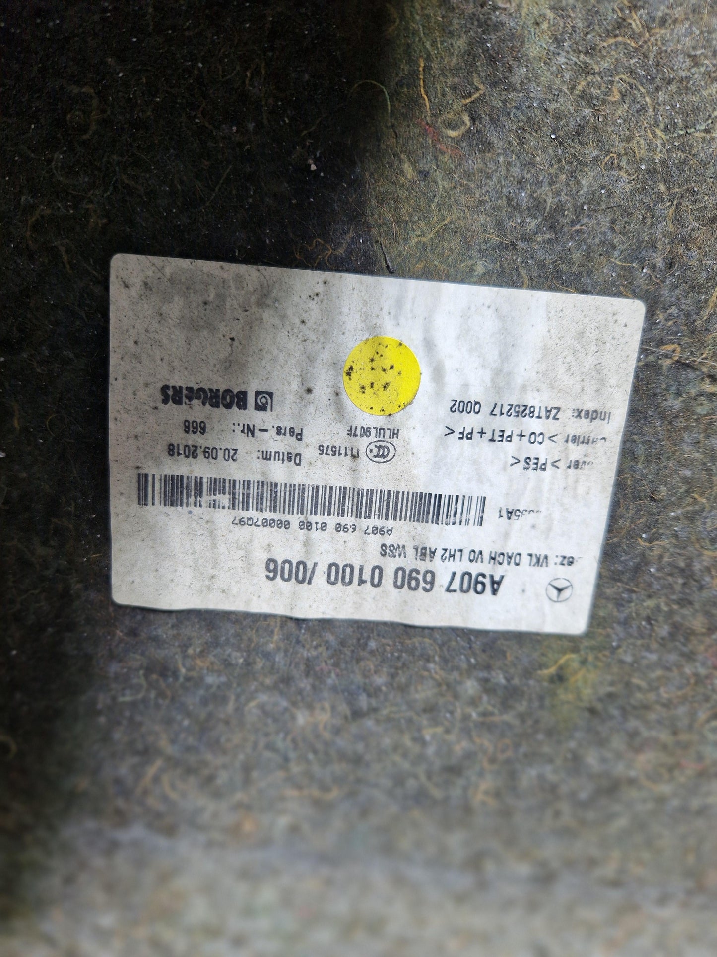 MERCEDES BENZ SPRINTER W907 HEAD ROOF LINER A9076900100