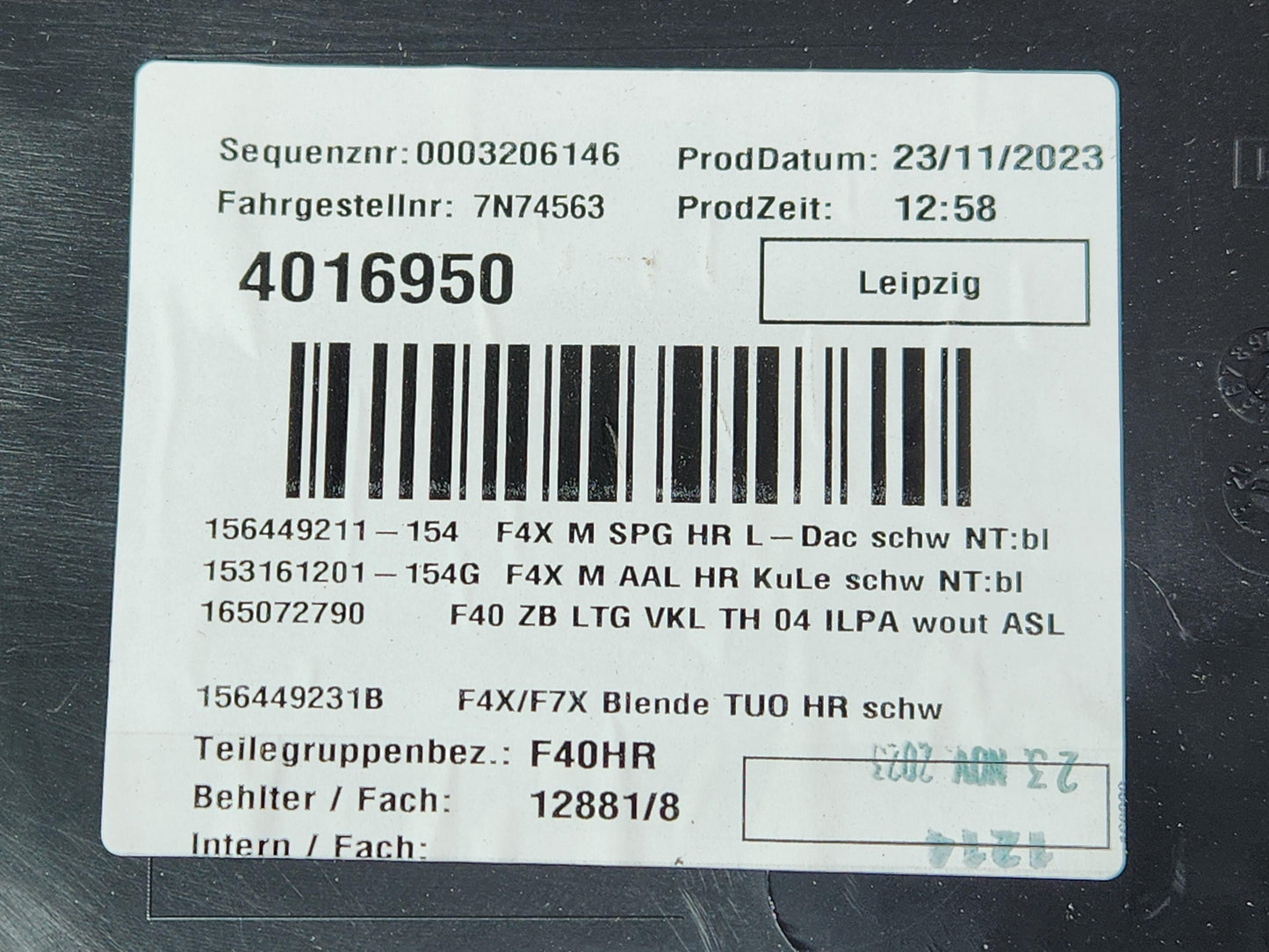 BMW 118i F40 Rear Right O/S Driver Side Door Card Trim Panel