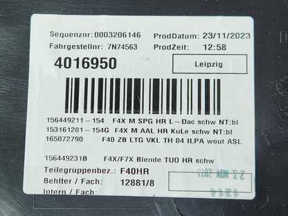 BMW 118i F40 Rear Right O/S Driver Side Door Card Trim Panel