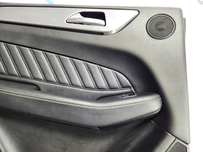 11-19 MERCEDES BENZ ML W166 REAR LEFT N/S/R BLACK LEATHER DOOR CARD PANEL