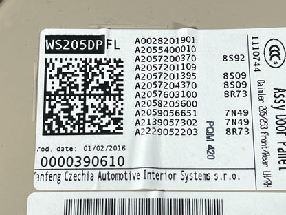 14-21 MERCEDES BENZ C350E W205 GENUINE FRONT PASSENGER SIDE DOOR PANEL
