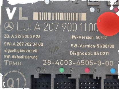 MERCEDES BENZ W207 E CLASS DOOR CONTROL MODULE ECU FRONT LEFT A2079001100